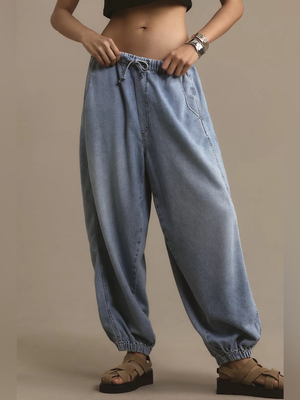 Pilcro Women's Anthropologie Beachy High Rise Pull On Parachute Jeans Casual M